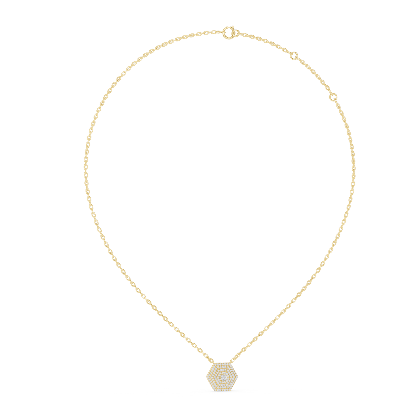 Hexagon Pavé Diamond Pendant Necklace