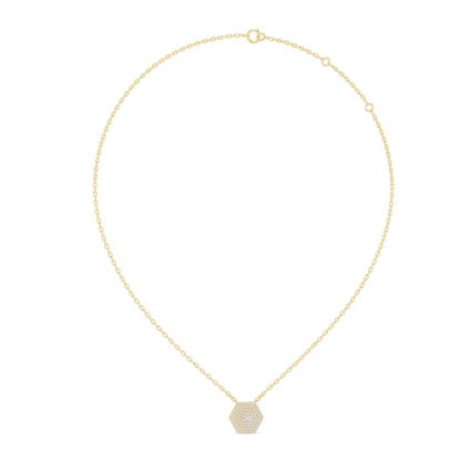 Hexagon Pavé Diamond Pendant Necklace