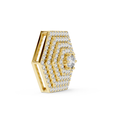 Hexagon Pavé Diamond Pendant Necklace