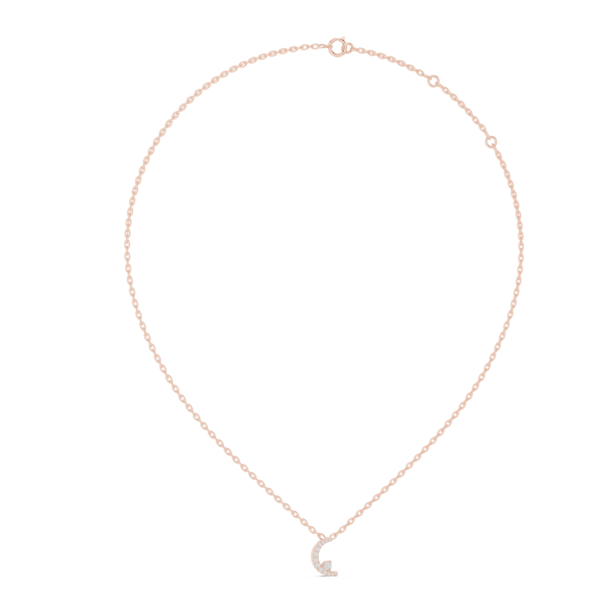 Crescent Moon Pavé Diamond Pendant Necklace