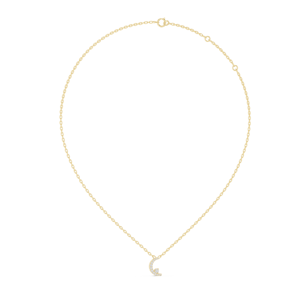 Crescent Moon Pavé Diamond Pendant Necklace