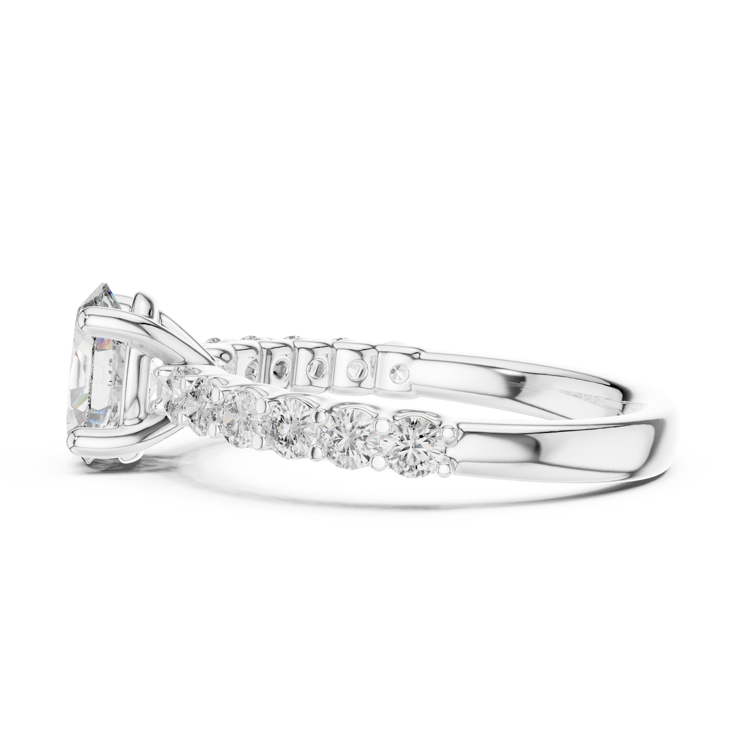 Oval Solitaire with Diamond Shoulder Ring