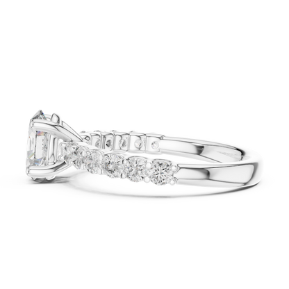 Oval Solitaire with Diamond Shoulder Ring