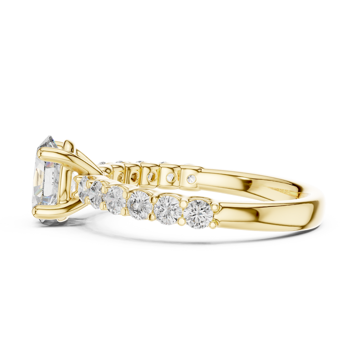 Oval Solitaire with Diamond Shoulder Ring