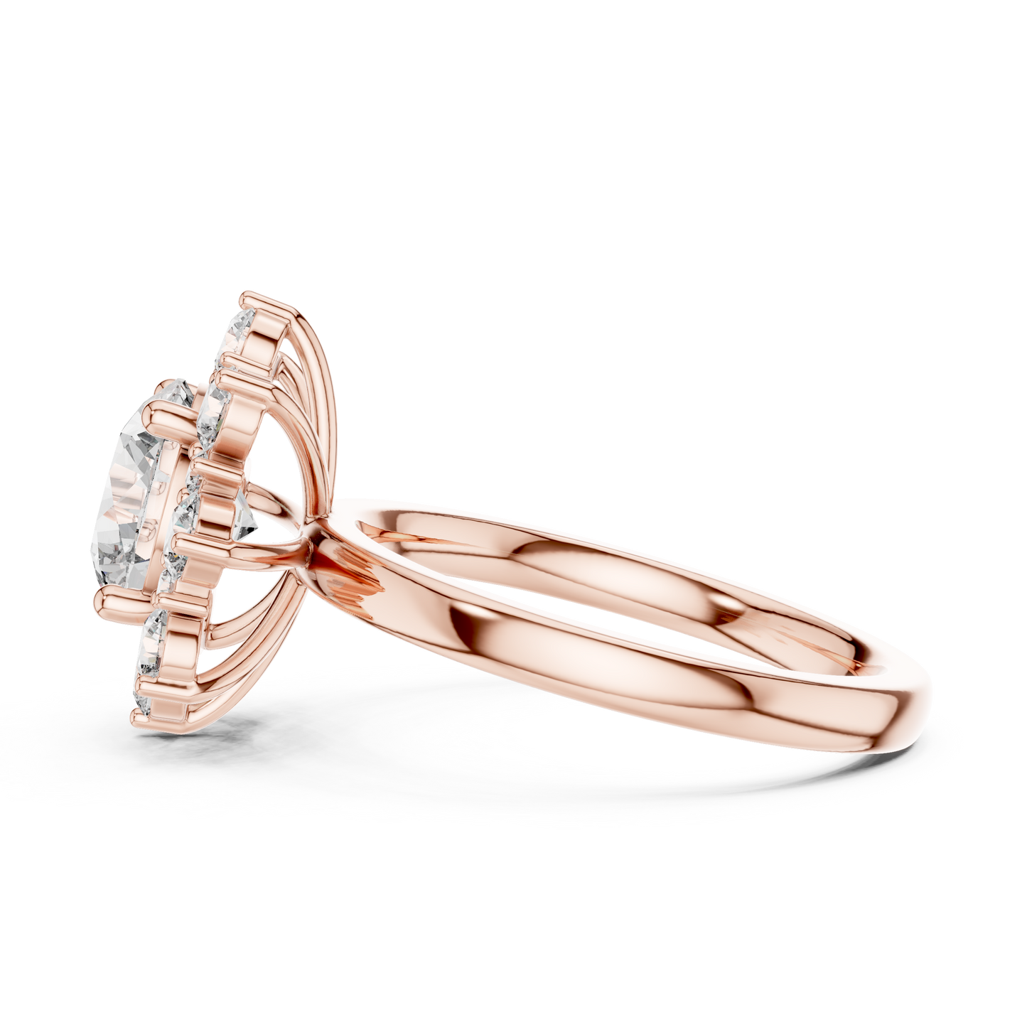 Round Diamond Blossom Halo Ring