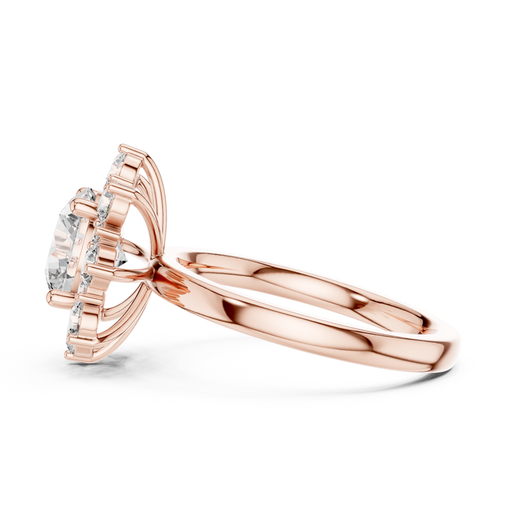 Round Diamond Blossom Halo Ring