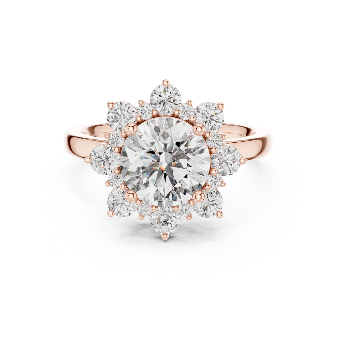 Round Diamond Blossom Halo Ring