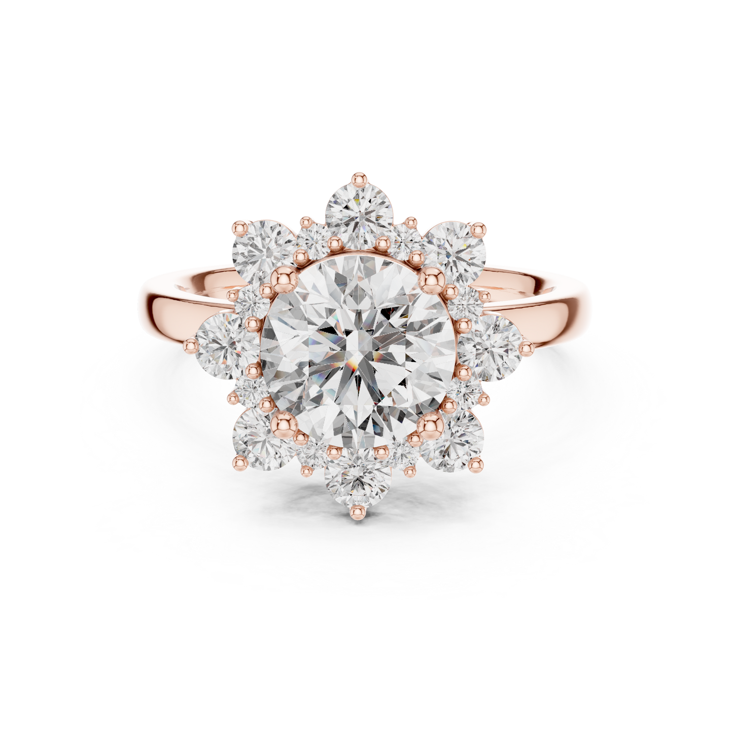 Round Diamond Blossom Halo Ring