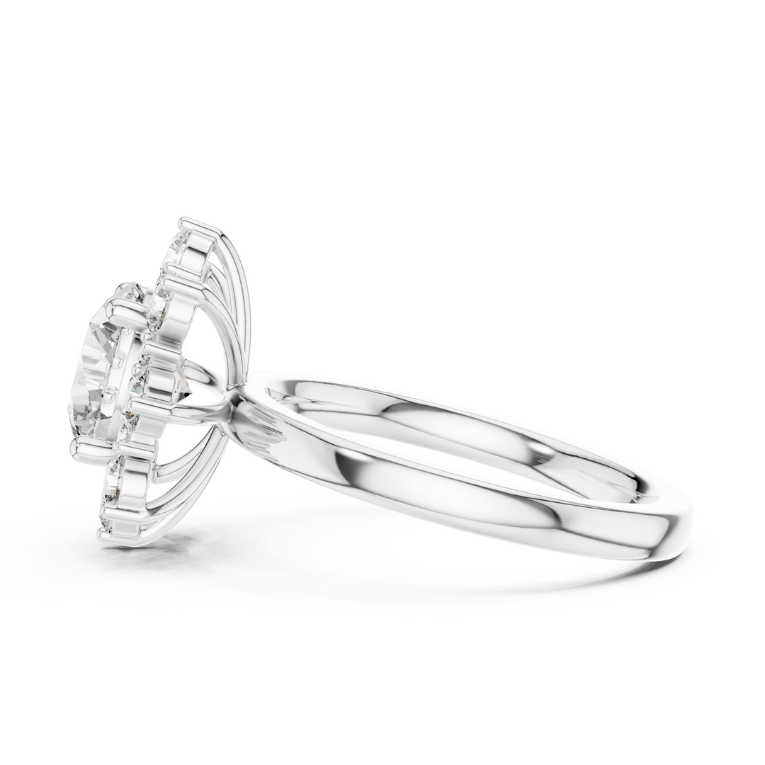 Round Diamond Blossom Halo Ring