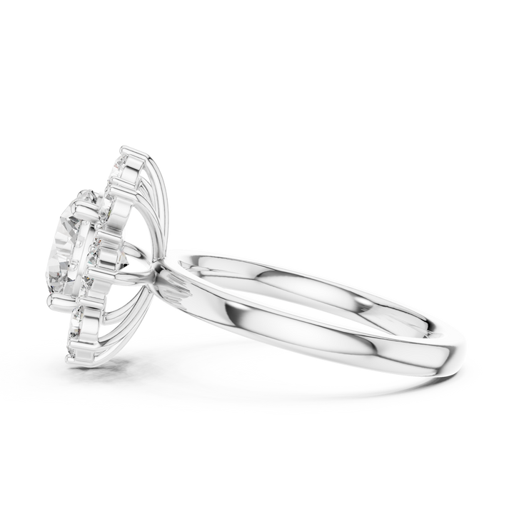 Round Diamond Blossom Halo Ring