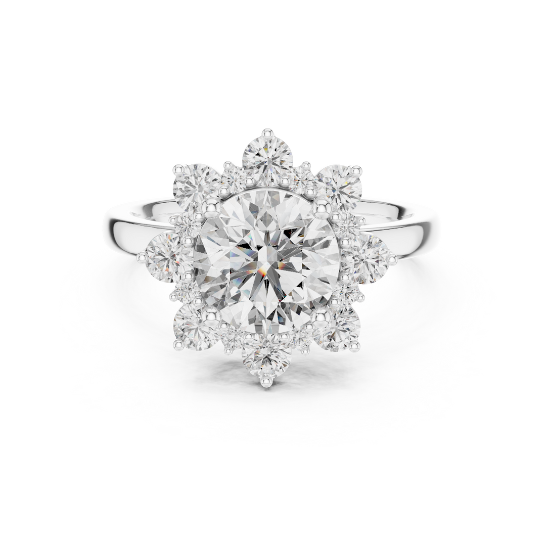 Round Diamond Blossom Halo Ring