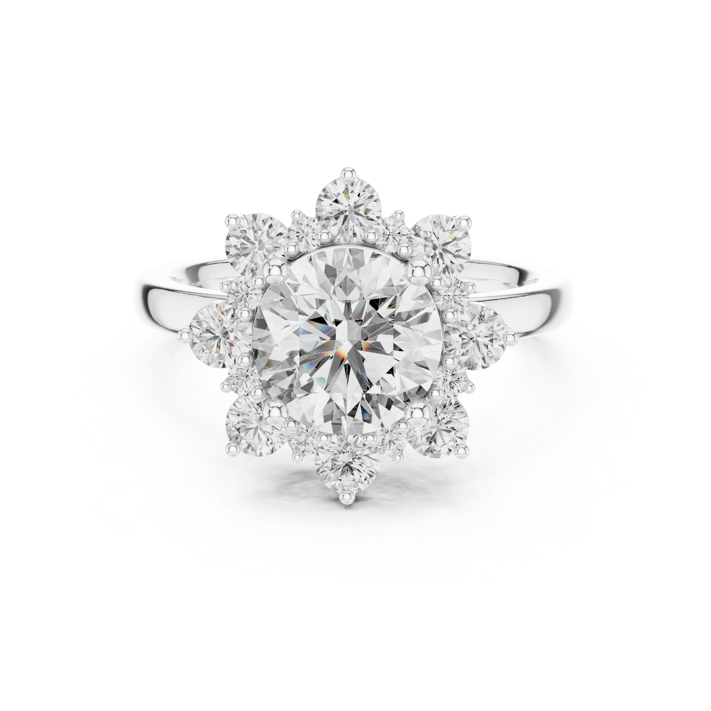 Round Diamond Blossom Halo Ring