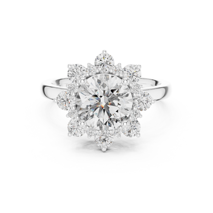 Round Diamond Blossom Halo Ring
