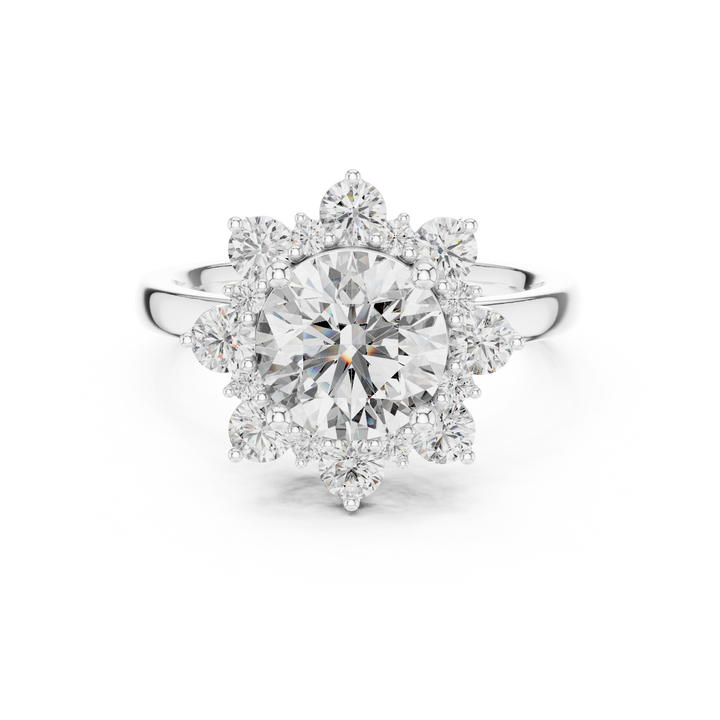 Round Diamond Blossom Halo Ring
