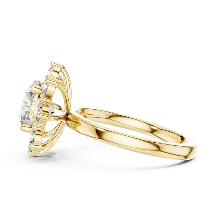 Round Diamond Blossom Halo Ring