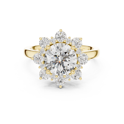 Round Diamond Blossom Halo Ring