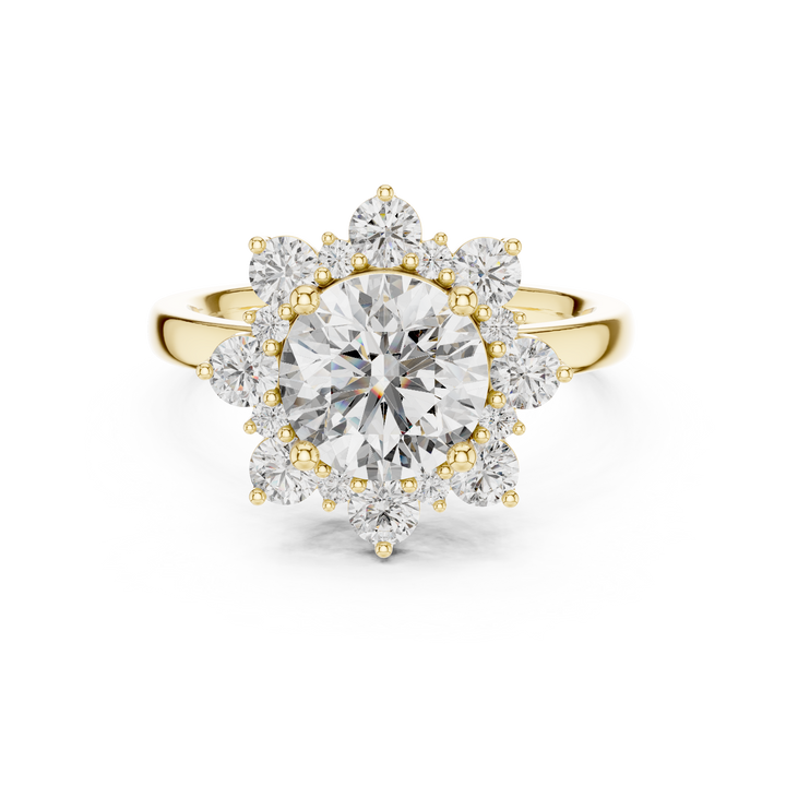 Round Diamond Blossom Halo Ring