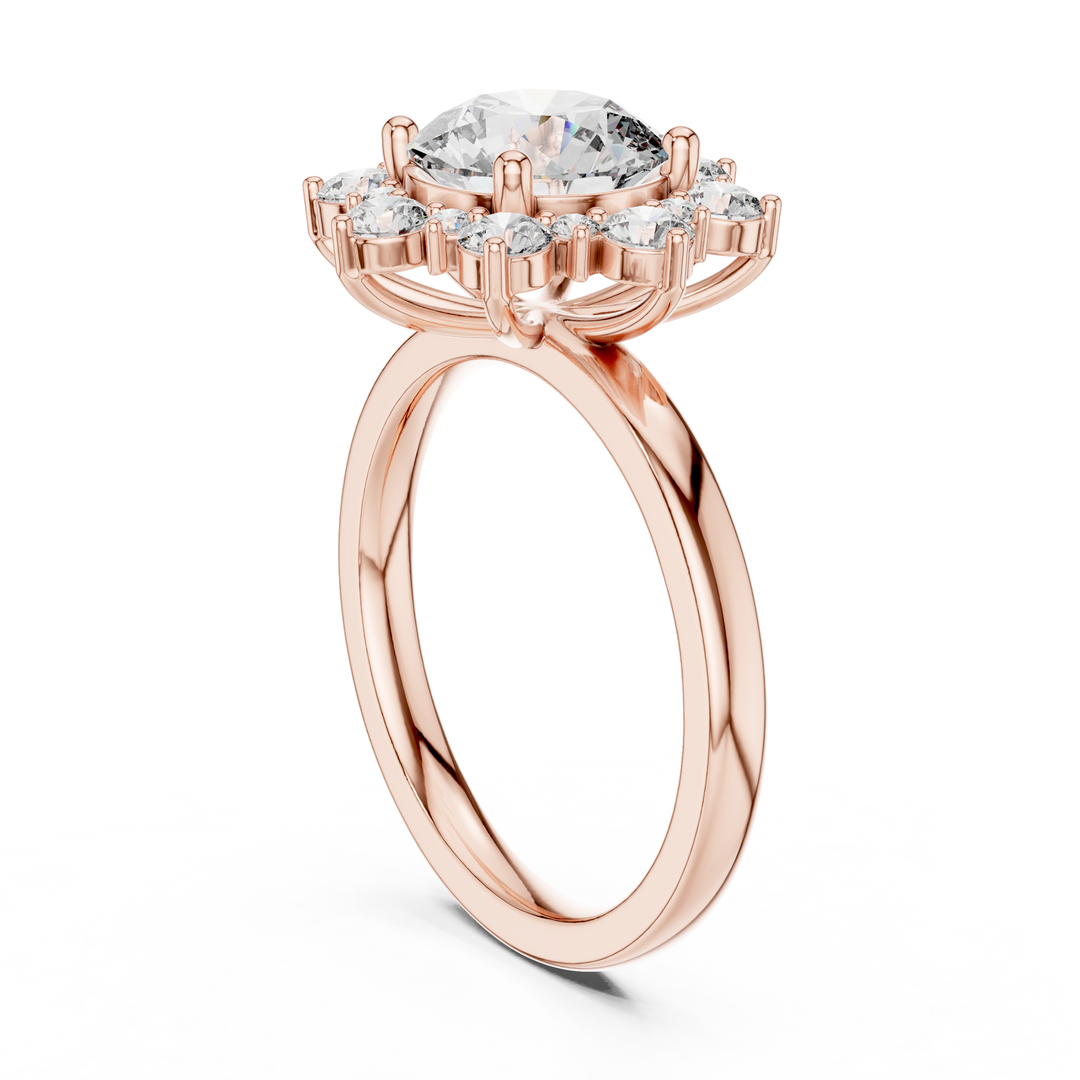 Round Diamond Blossom Halo Ring