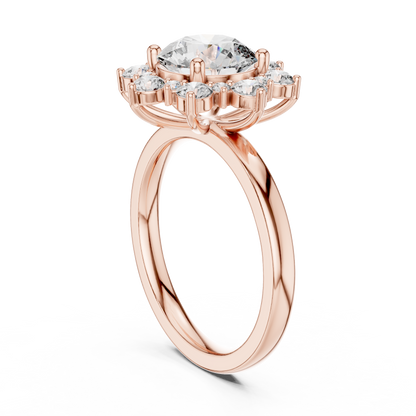 Round Diamond Blossom Halo Ring