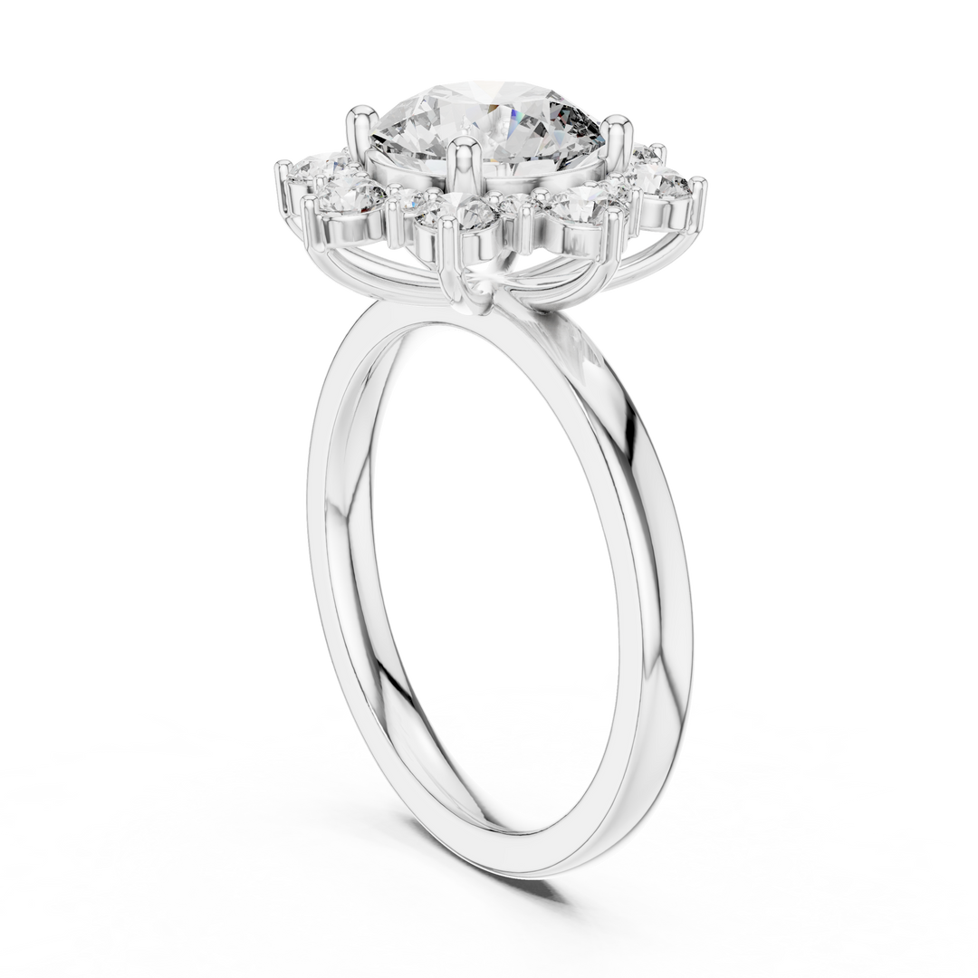 Round Diamond Blossom Halo Ring