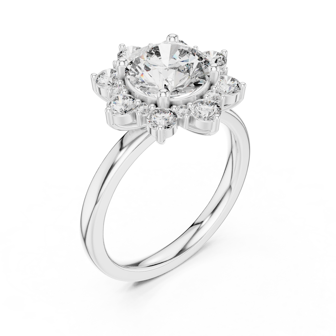 Round Diamond Blossom Halo Ring