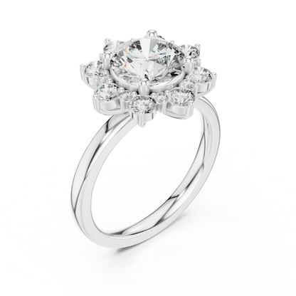 Round Diamond Blossom Halo Ring