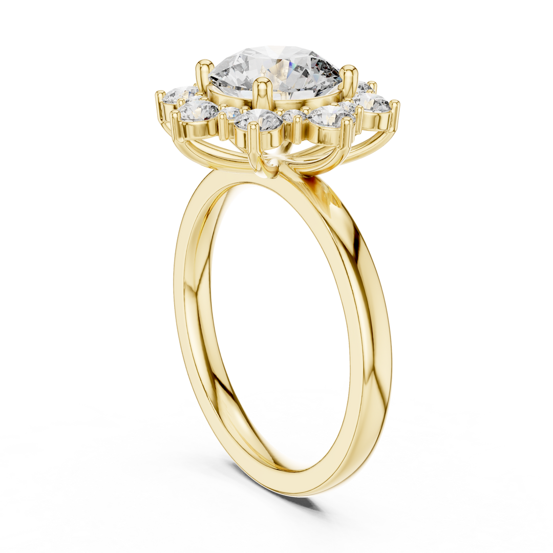 Round Diamond Blossom Halo Ring