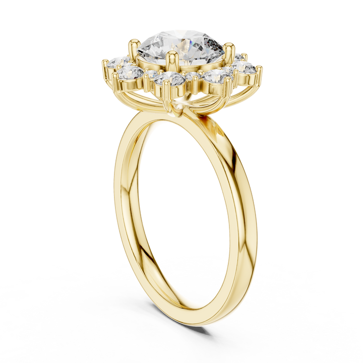 Round Diamond Blossom Halo Ring