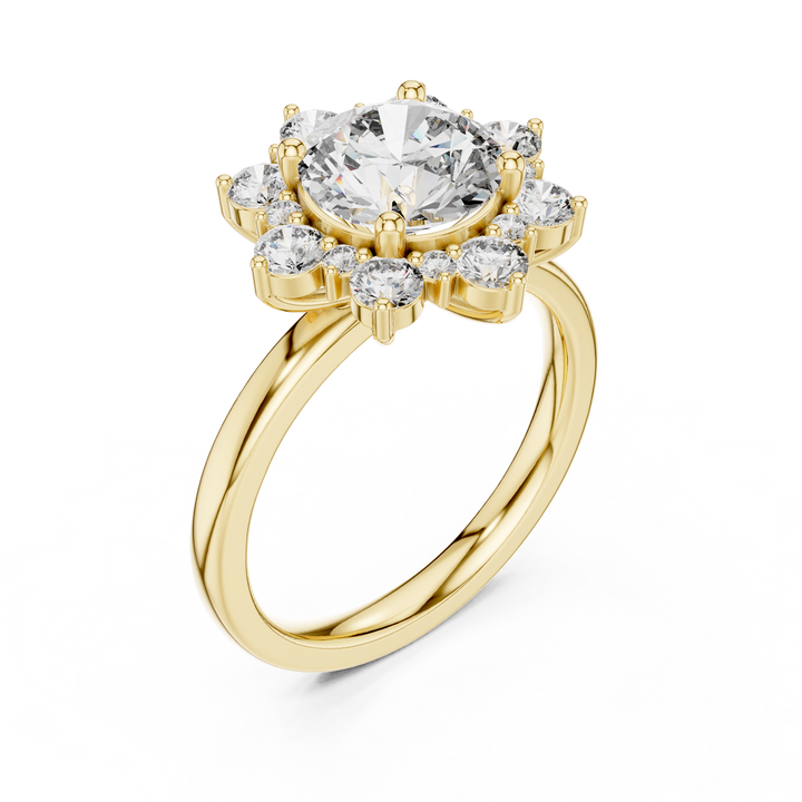 Round Diamond Blossom Halo Ring