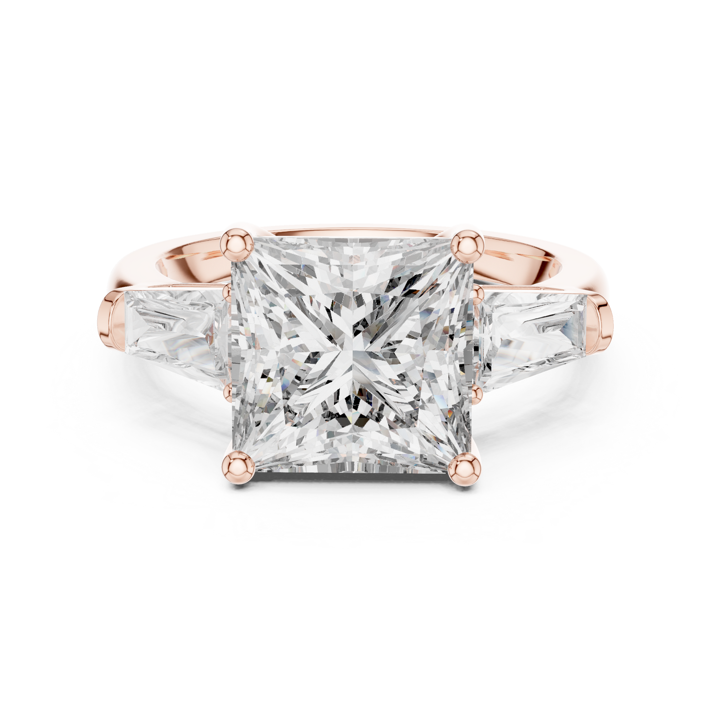 Princess Cut Diamond Ring with Baguette Side Stones