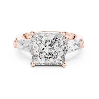 Princess Cut Diamond Ring with Baguette Side Stones