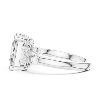Princess Cut Diamond Ring with Baguette Side Stones