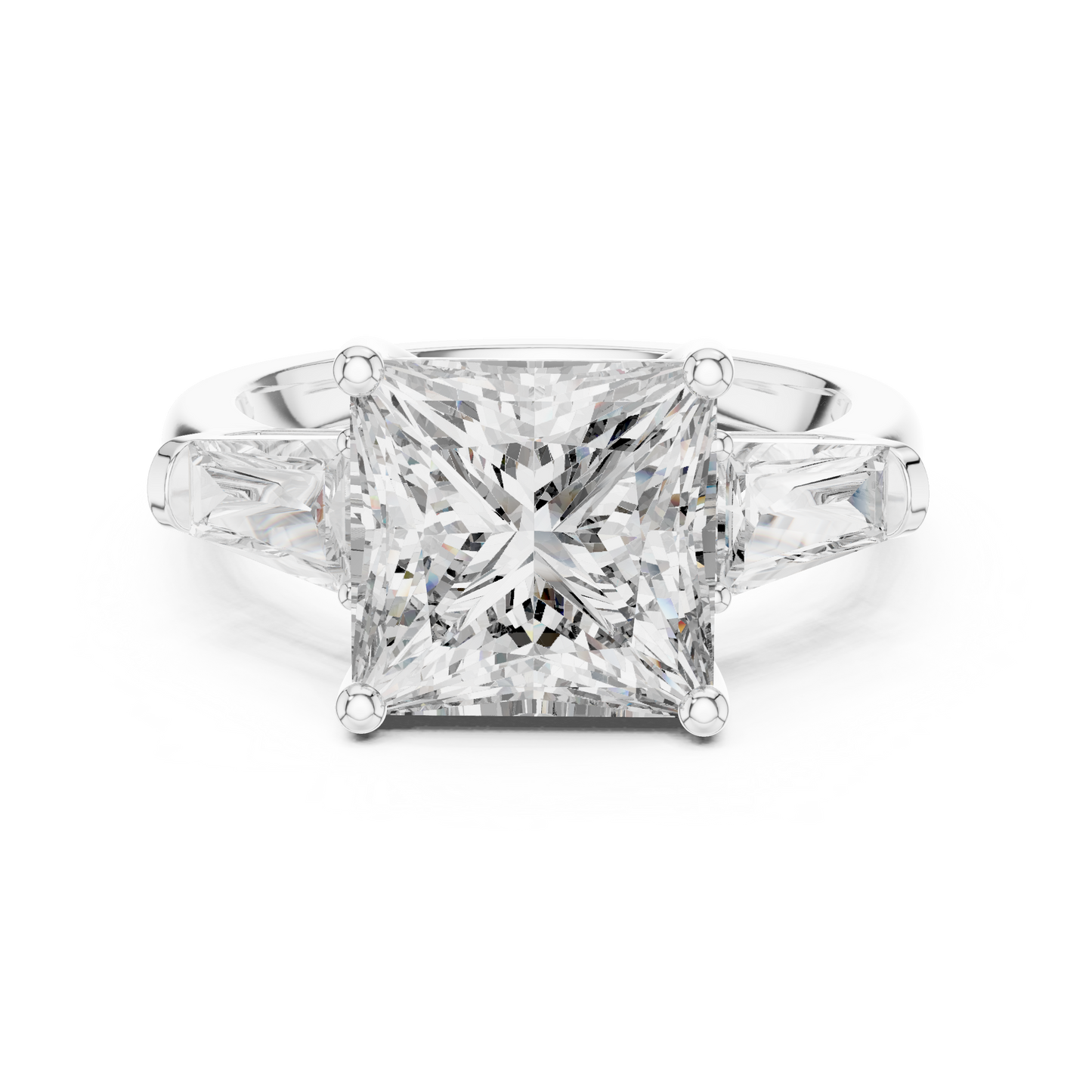 Princess Cut Diamond Ring with Baguette Side Stones