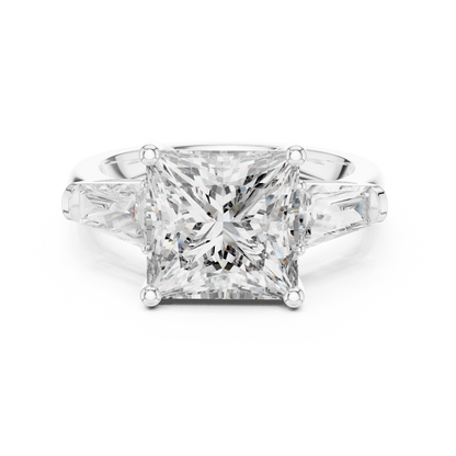 Princess Cut Diamond Ring with Baguette Side Stones