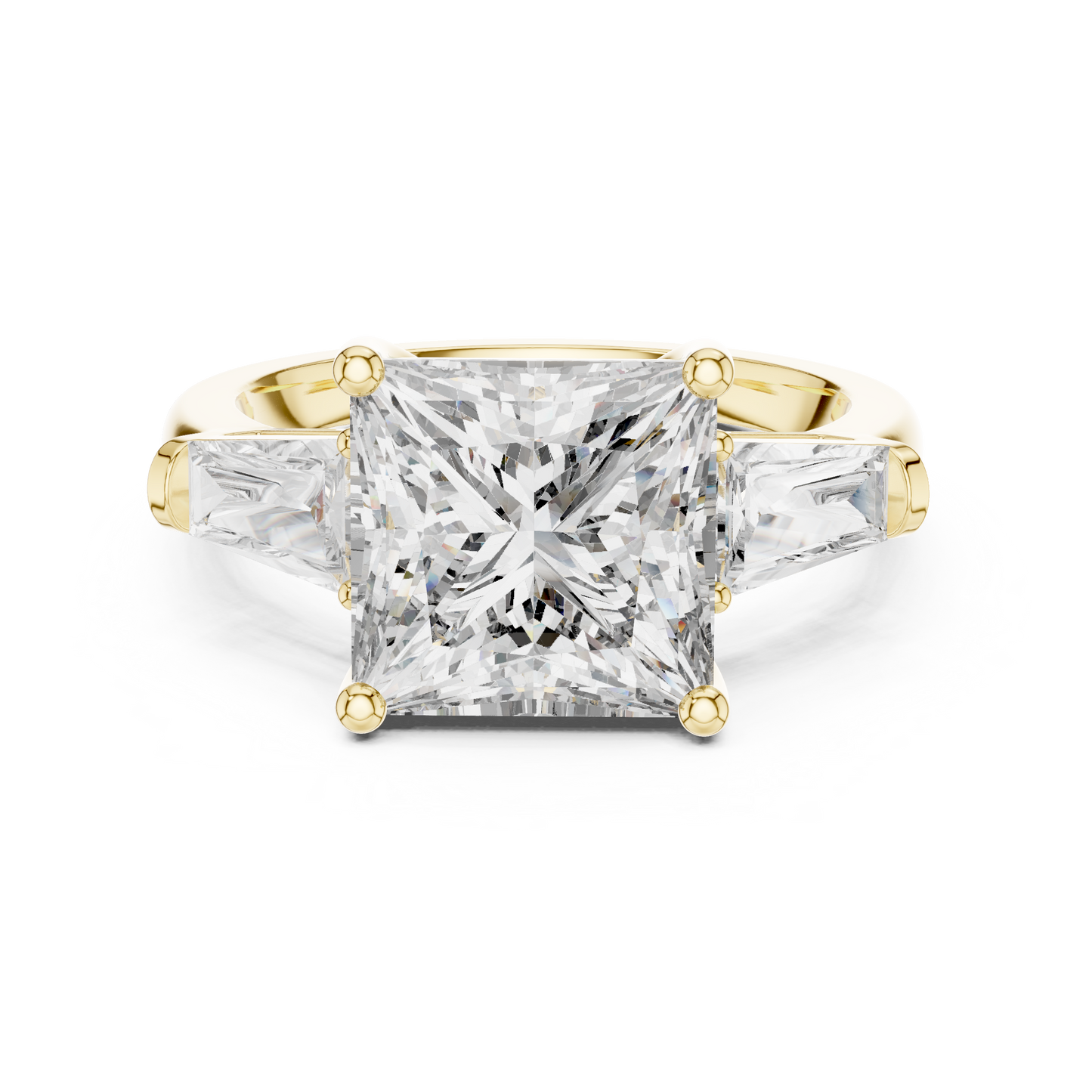 Princess Cut Diamond Ring with Baguette Side Stones