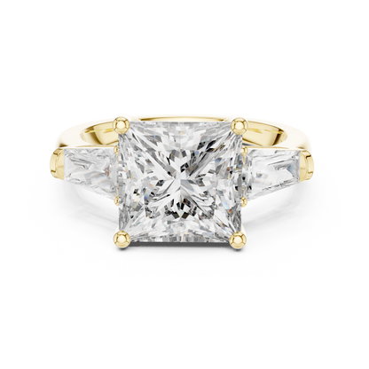 Princess Cut Diamond Ring with Baguette Side Stones