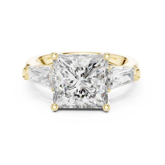 Princess Cut Diamond Ring with Baguette Side Stones