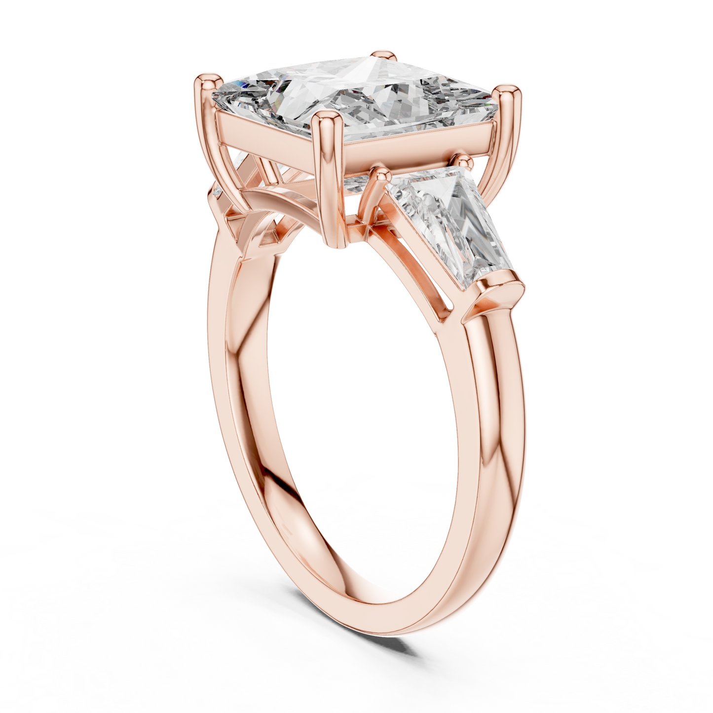 Princess Cut Diamond Ring with Baguette Side Stones