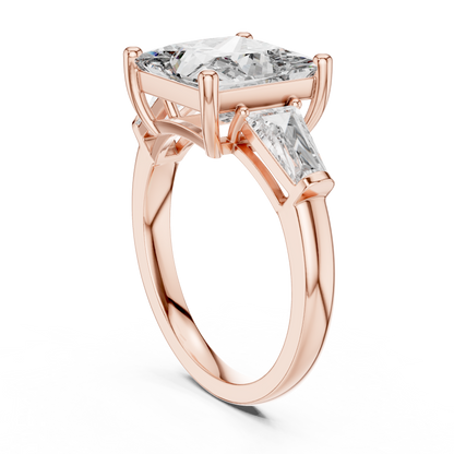 Princess Cut Diamond Ring with Baguette Side Stones