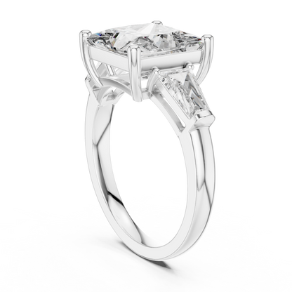 Princess Cut Diamond Ring with Baguette Side Stones
