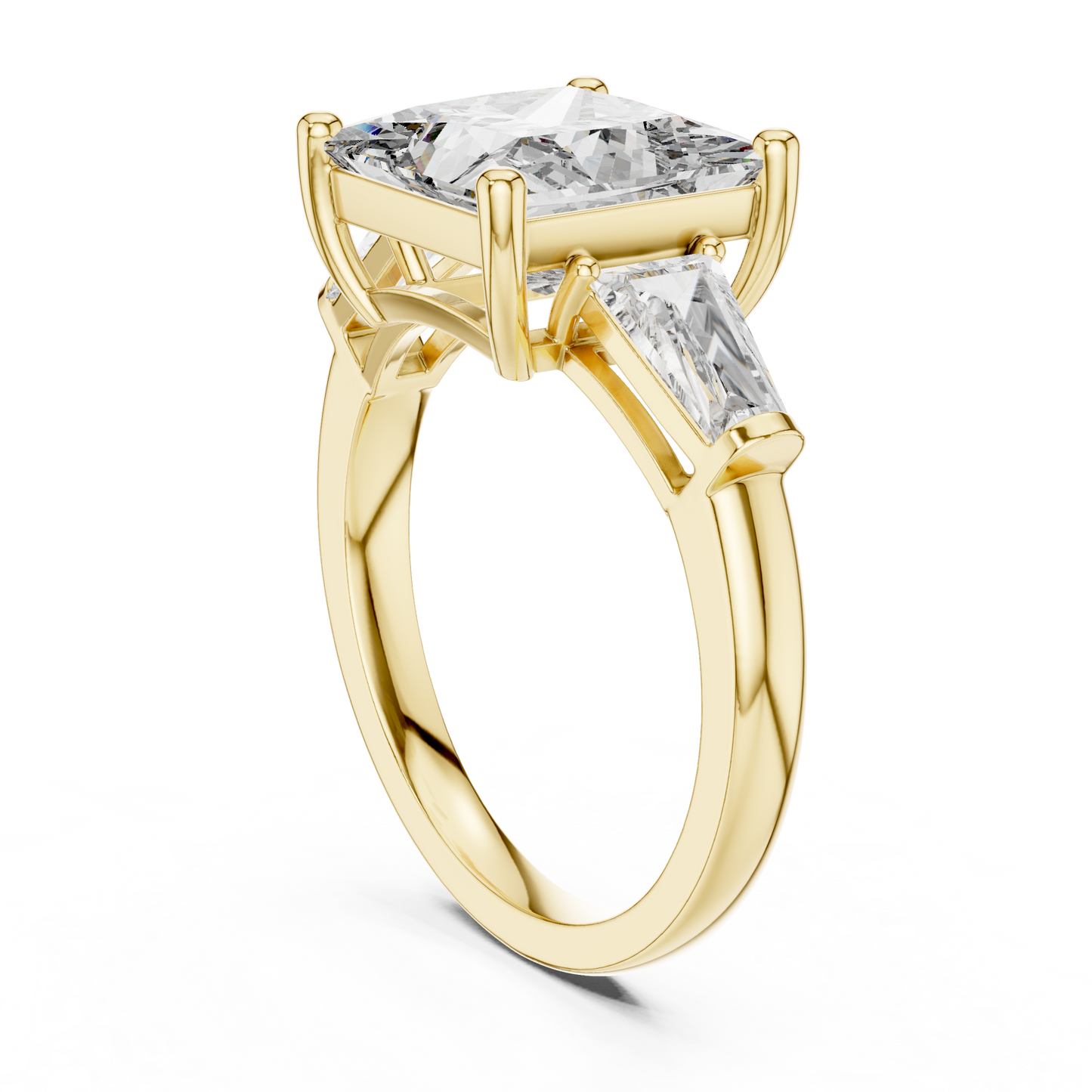 Princess Cut Diamond Ring with Baguette Side Stones