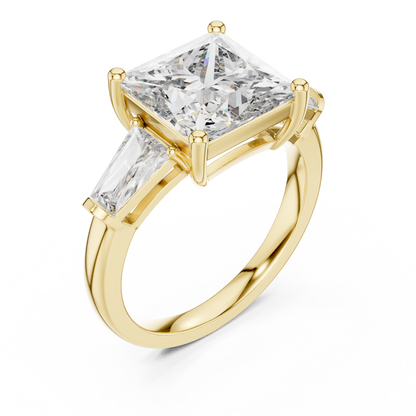 Princess Cut Diamond Ring with Baguette Side Stones