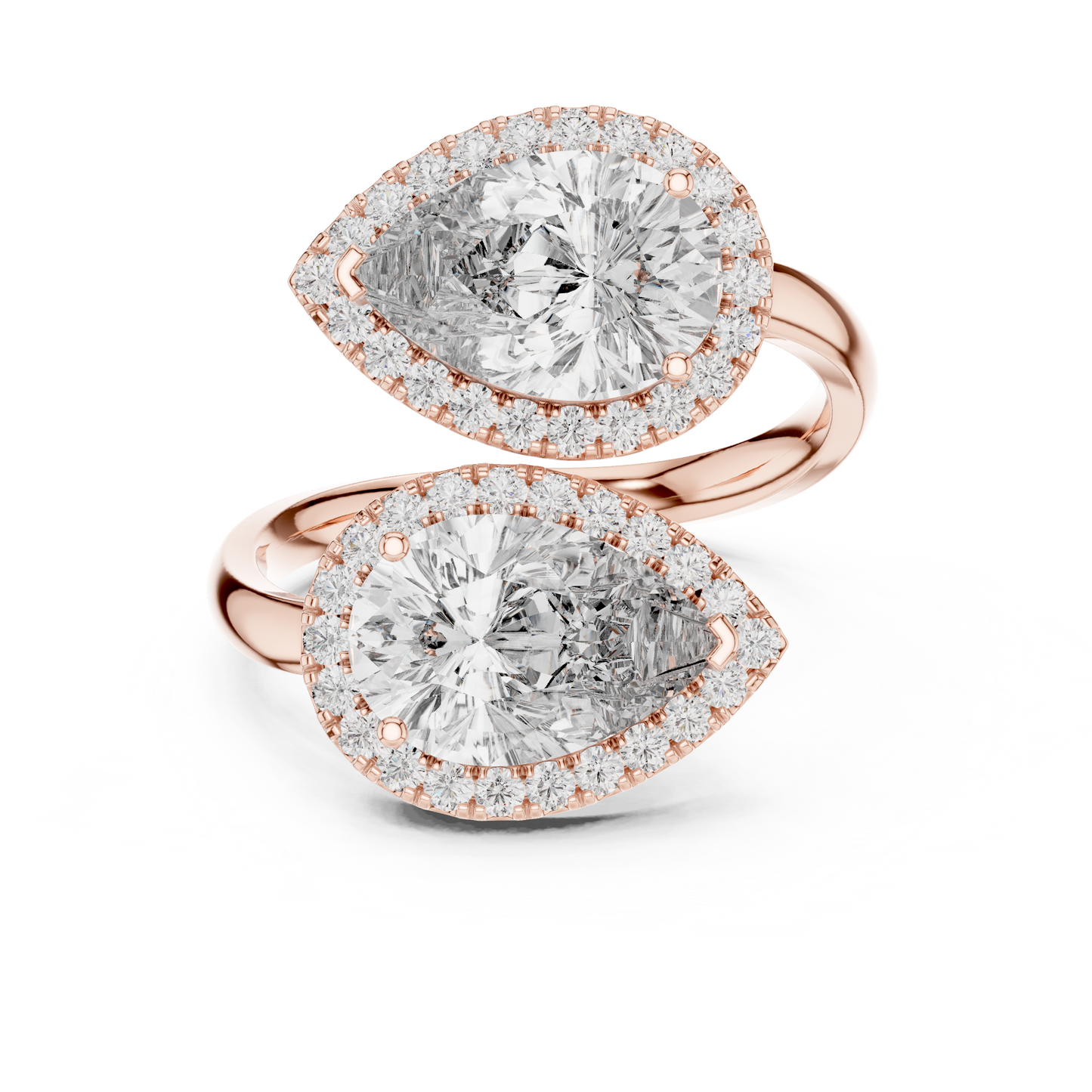 Pear-Shaped Double Halo Diamond Ring