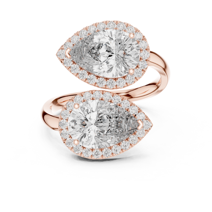 Pear-Shaped Double Halo Diamond Ring