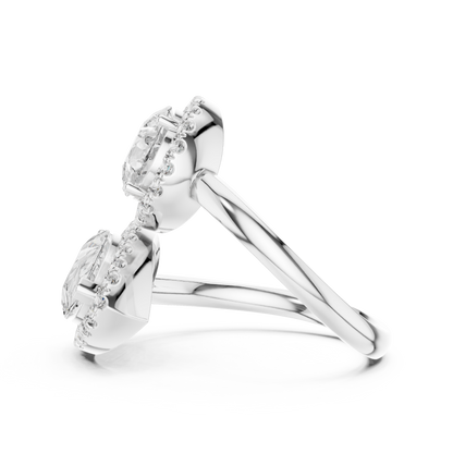 Pear-Shaped Double Halo Diamond Ring
