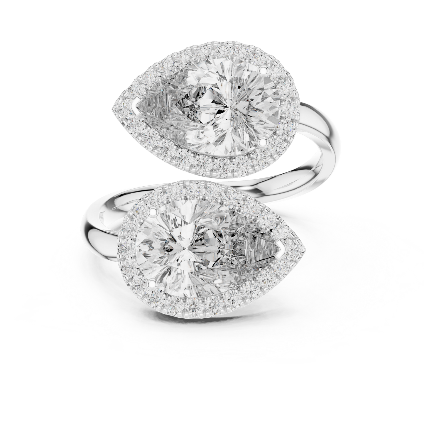 Pear-Shaped Double Halo Diamond Ring