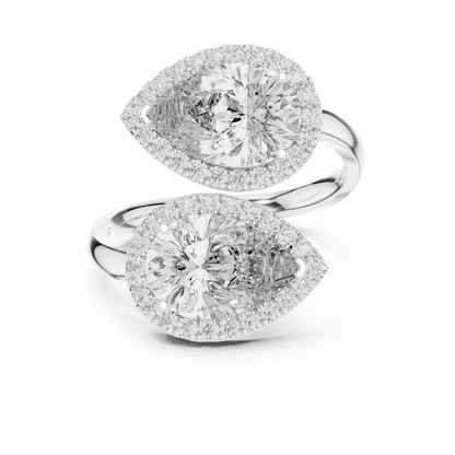 Pear-Shaped Double Halo Diamond Ring