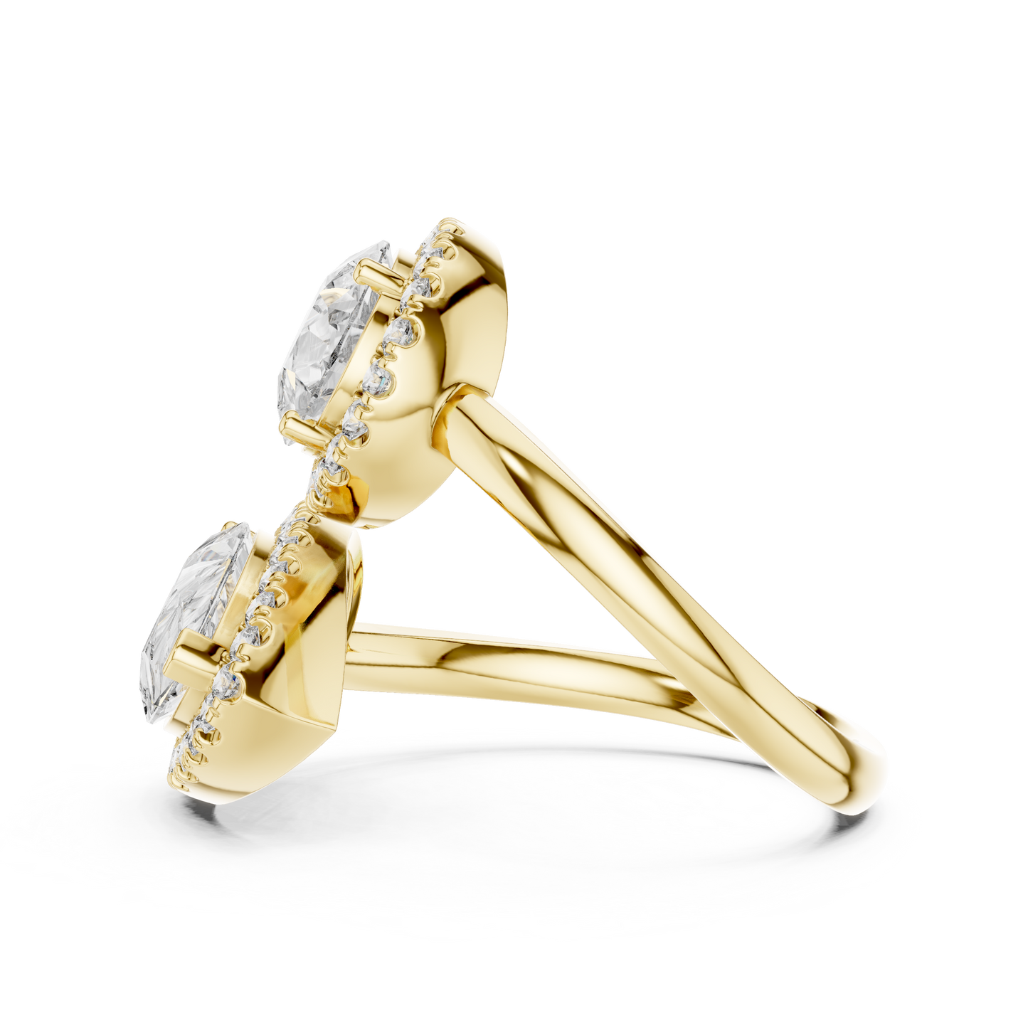Pear-Shaped Double Halo Diamond Ring