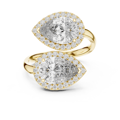 Pear-Shaped Double Halo Diamond Ring