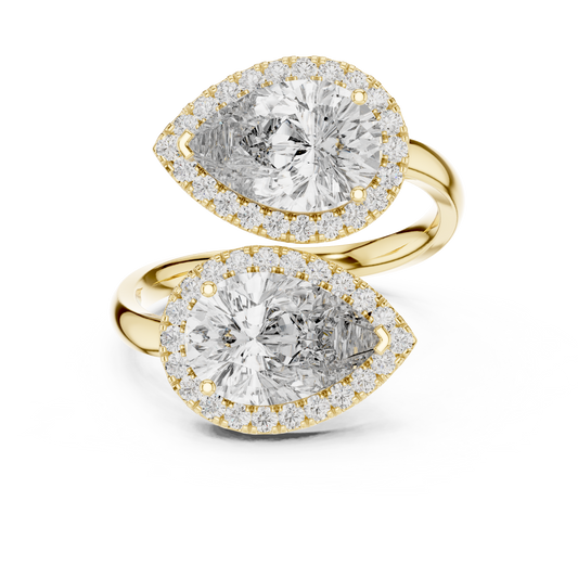 Pear-Shaped Double Halo Diamond Ring